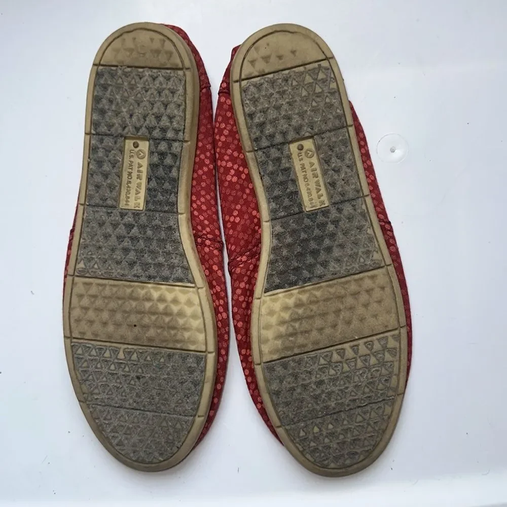Airwalk Red Light Polka Dots Canvas Flats -‎ Size 6 1/2